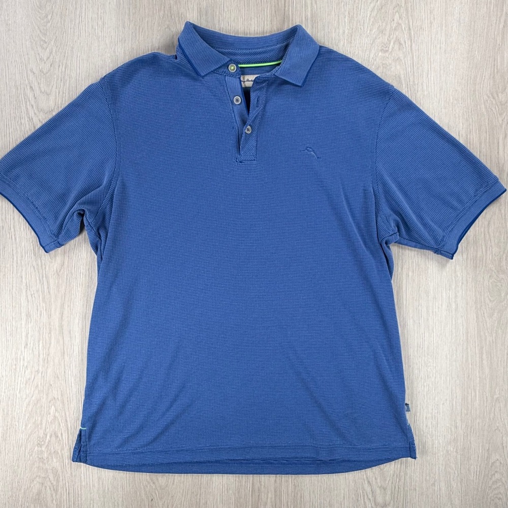 Tommy‎ Bahama Mens Emfielder Polo Shirt Blue Modal Blend Short Sleeve Medium